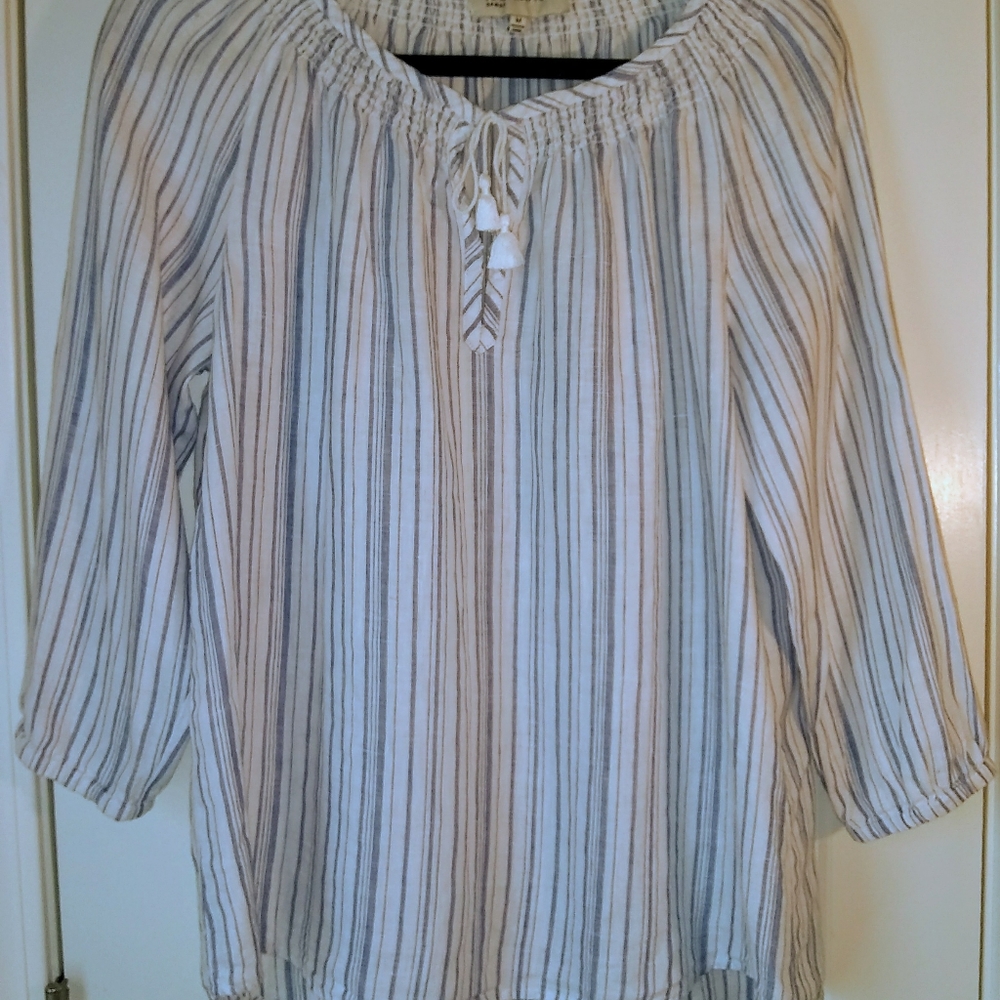 Jones New York Blue and White Stripe Top